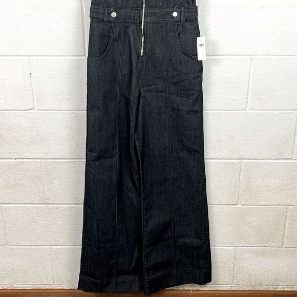 Anthropologie Maeve sleeveless racerback v-neck flare denim jumpsuit NWT Size 6 - Picture 3 of 8